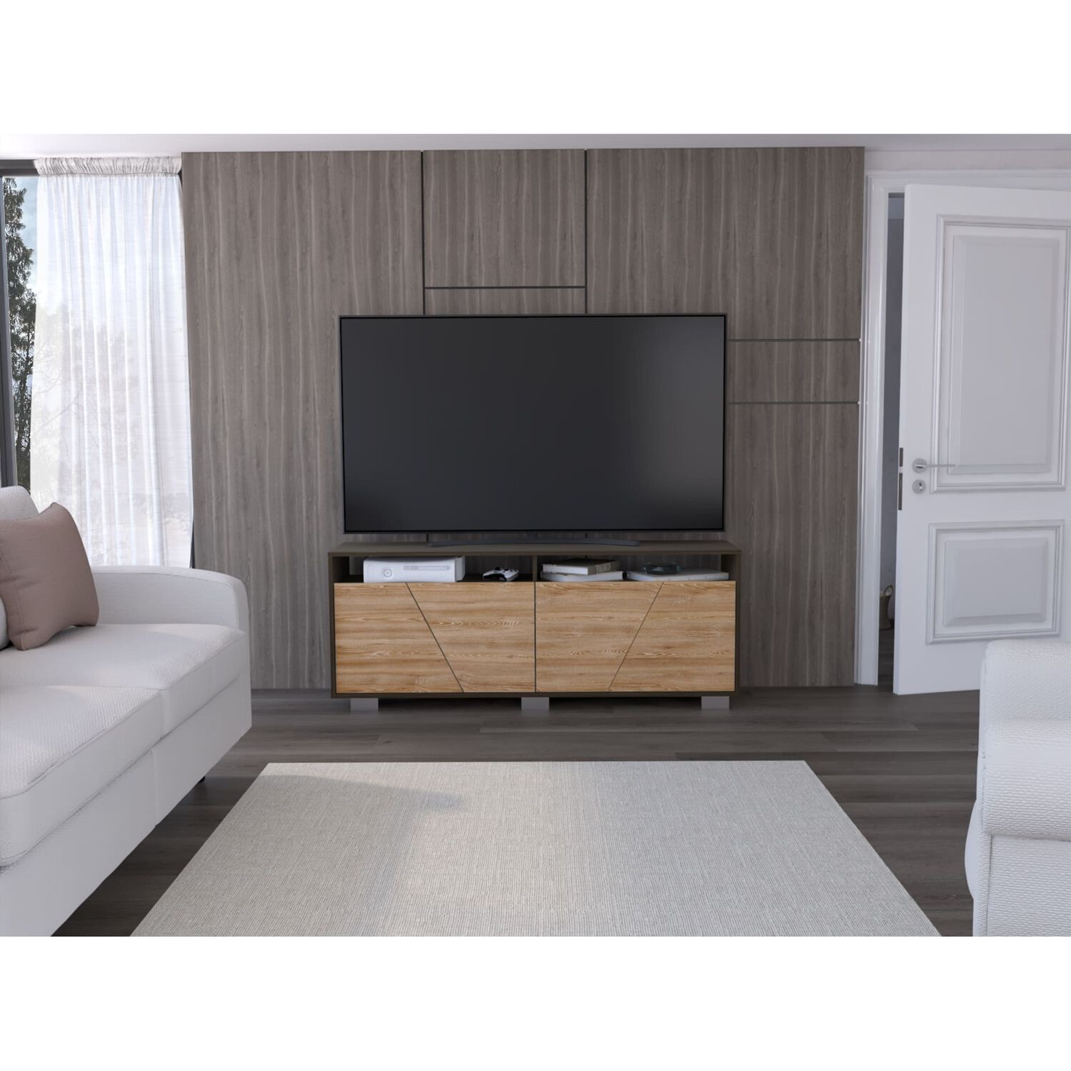 Rack Tv 70" 4 Puertas Fm-010c Cafe Claro Y Caf&eacute; Oscuro image number 6.0