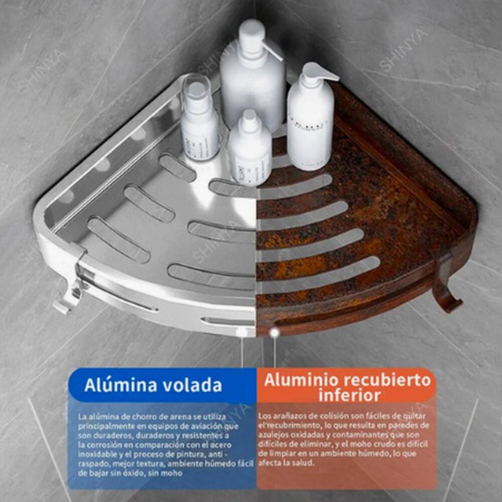 Organizador Repisas Esquineras Ba&ntilde;o 2 Pisos Aluminio image number 2.0