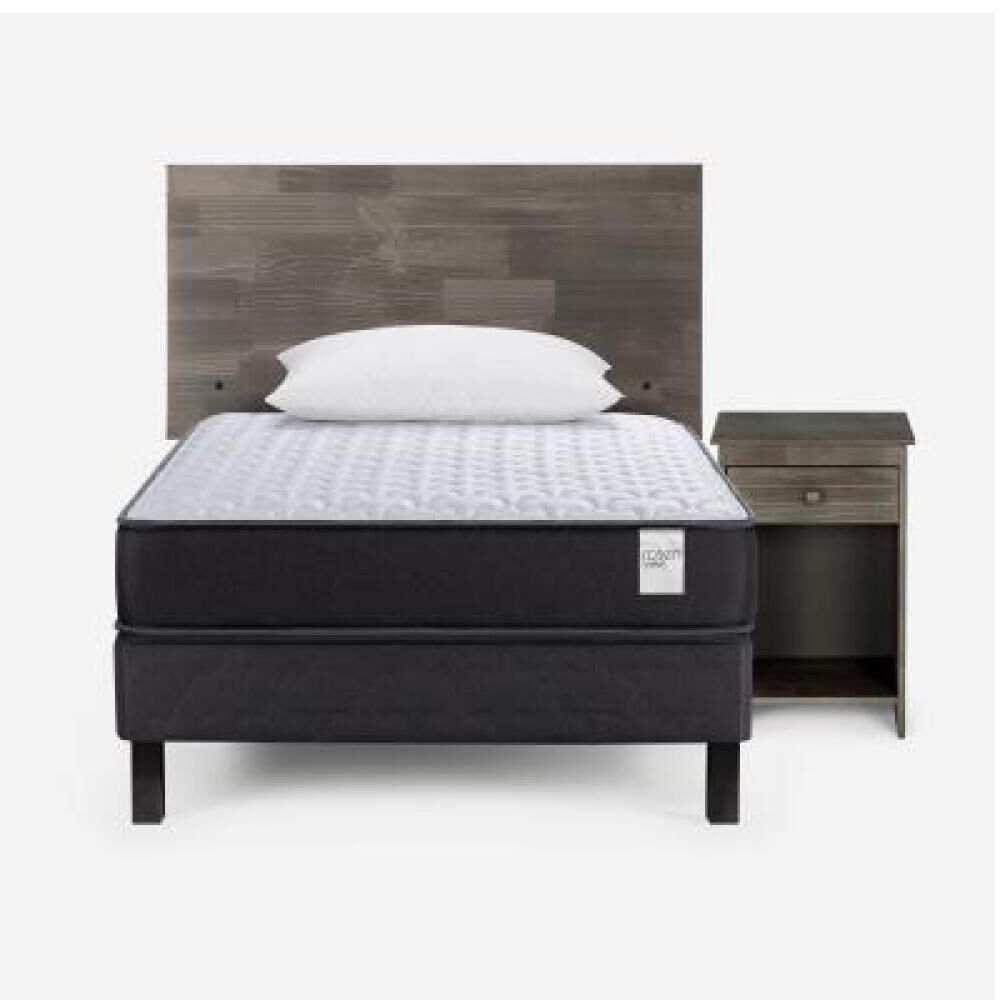 Cama Europea Rosen Wave / 1 Plaza / Base Normal + Set De Maderas Tabor Grafito + Almohada Light image number 8.0