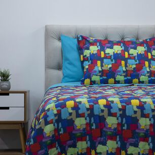 Set Plum&oacute;n + Juego De S&aacute;banas Casaideal Mosaico 15p / 1.5 Plazas