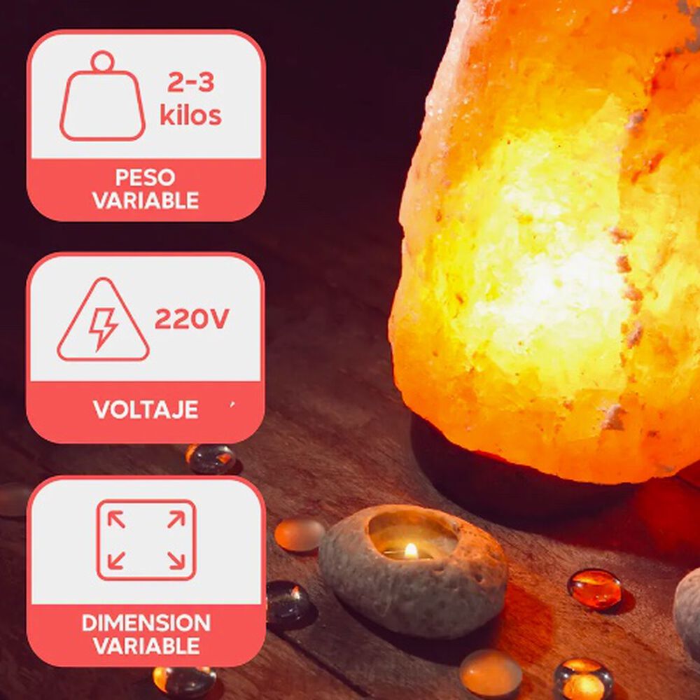 L&aacute;mpara De Sal Himalaya Roca Intensidad Regulable image number 2.0