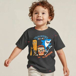 Polera Brainrots 100% Algodón Manga Corta Niño Tralalero Gris Oscuro