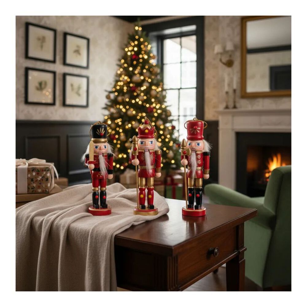 Set 3 Cascanueces Soldados De Madera Adorno De Navidad image number 1.0