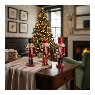 Set 3 Cascanueces Soldados De Madera Adorno De Navidad Set 3 Cascanueces Soldados De Madera Adorno De Navidad