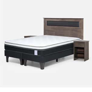 Cama Europea Rosen New Style 6 / 2 Plazas / Base Dividida  + Set Maderas Ferrara Gris