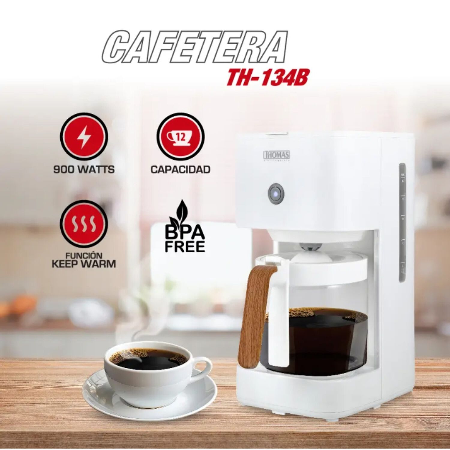 Cafetera De Filtro Thomas Th-134b Goteo 12 Tazas Keep Warm image number 1.0
