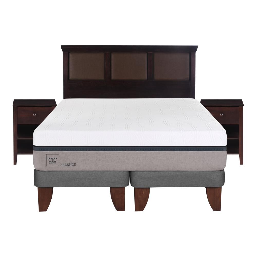 Cama Europea Cic Balance / 2 Plazas / Base Dividida + Set De Maderas image number 0.0