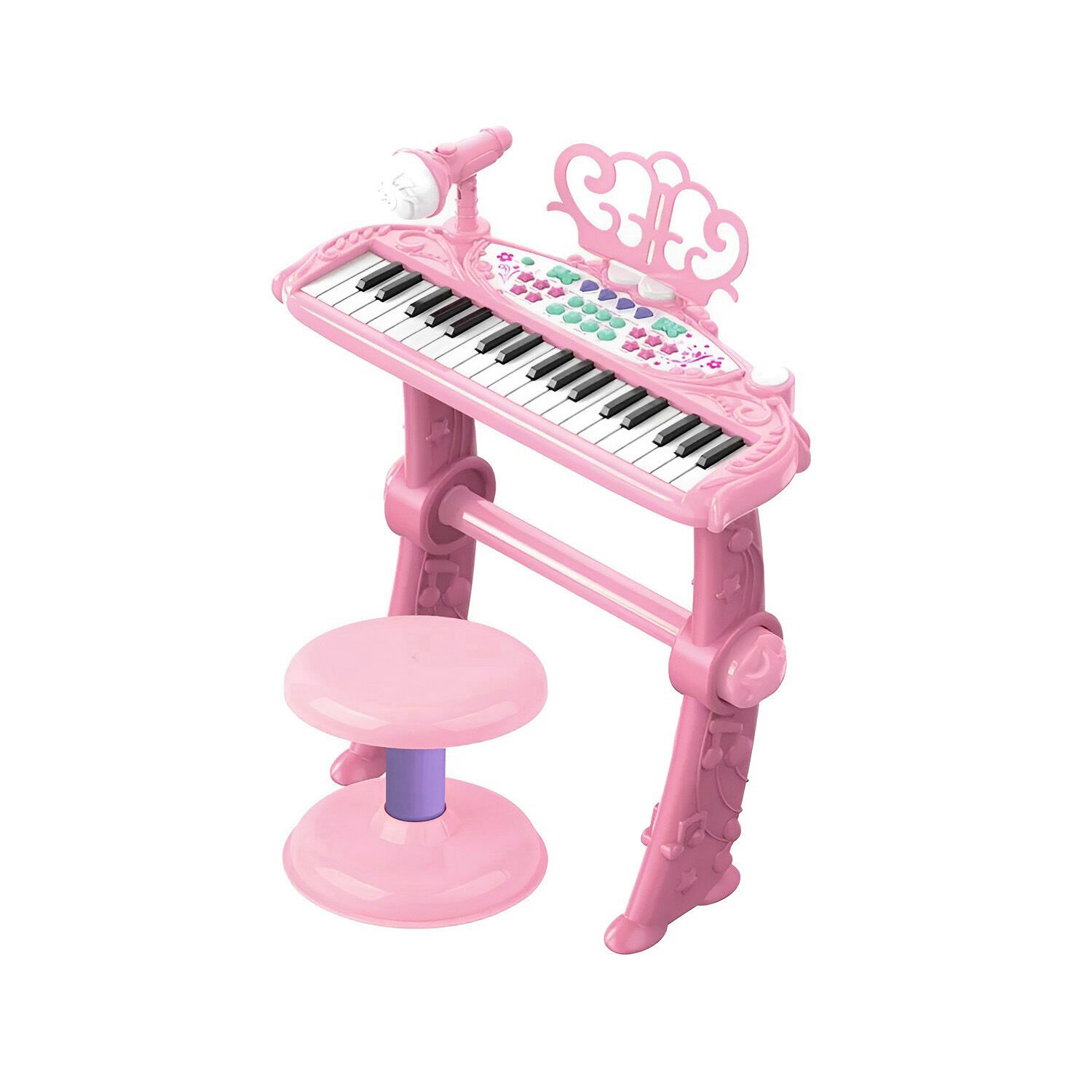 Piano Juguete Teclado Infantil Con Micr&oacute;fono Y Taburete image number 0.0