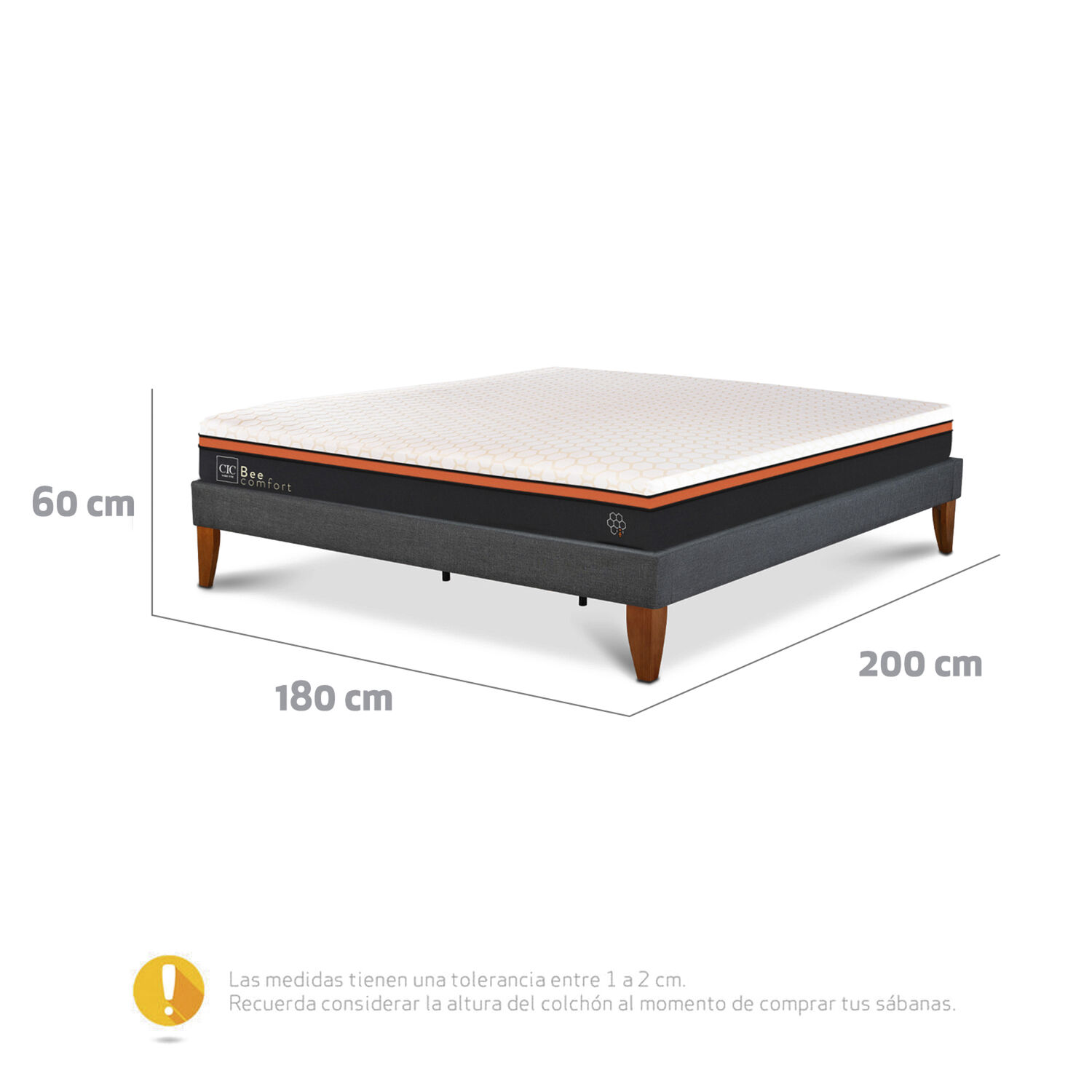 Cama Europea Cic Bee Comfort / King / Base Normal image number 2.0