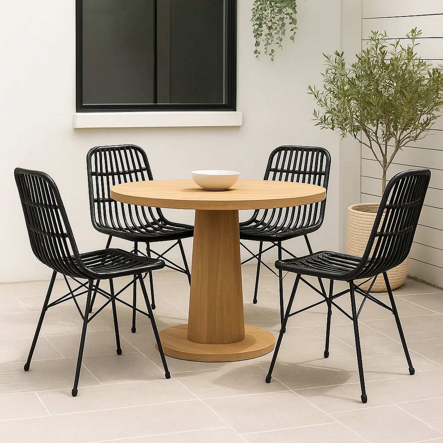 Pack De 4 Sillas De Comedor Terraza Rattan Grecia Color Negro image number 2.0