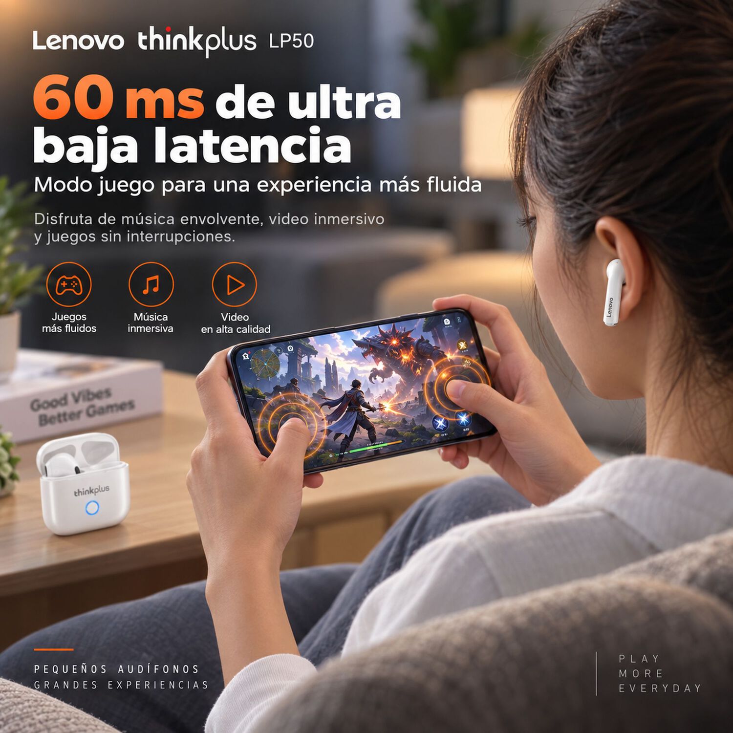 Aud&iacute;fonos Bluetooth Tws Lenovo Thinkplus Livepods Lp50 Touch image number 8.0