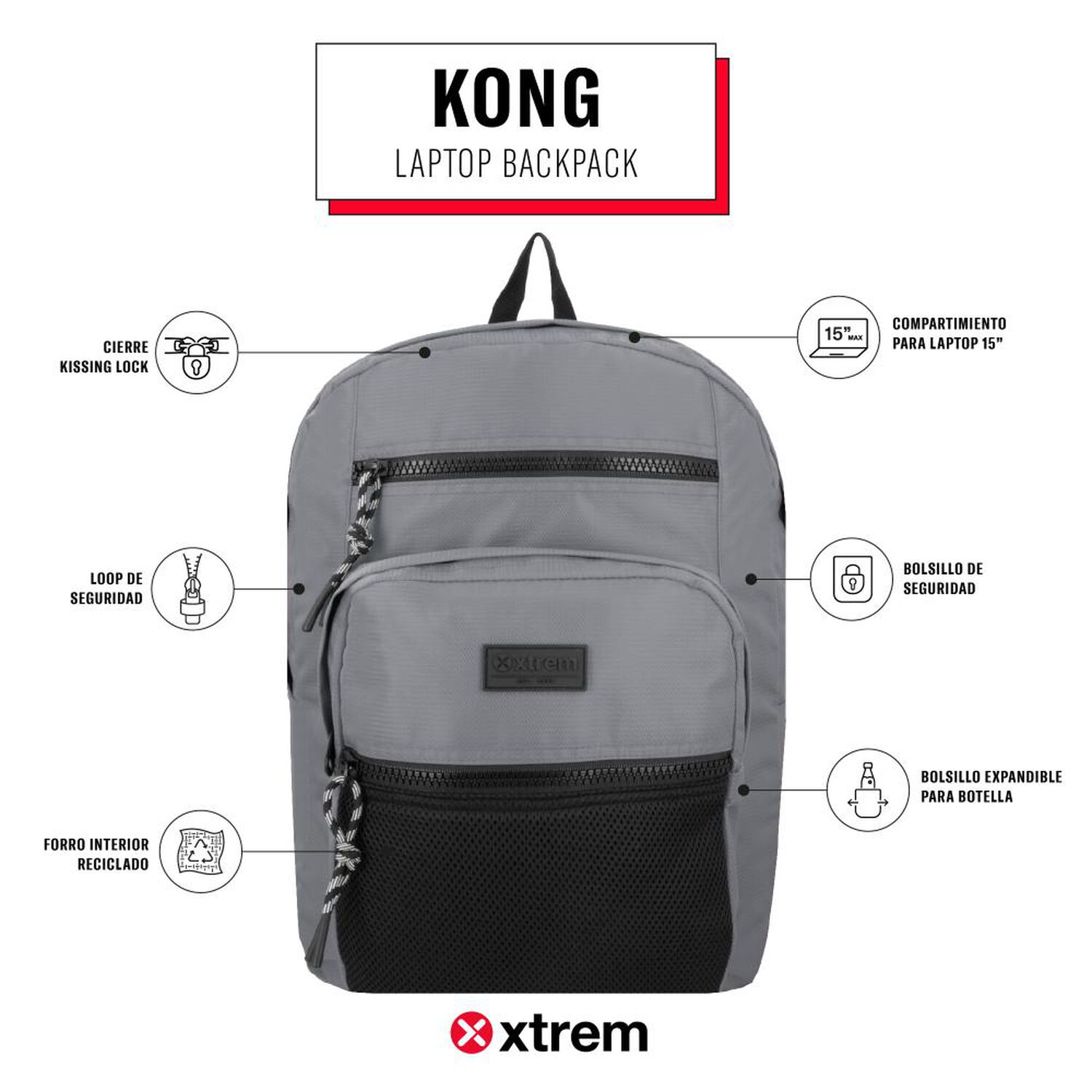 Mochila Notebook Xtrem Kong 5xt 15" image number 9.0