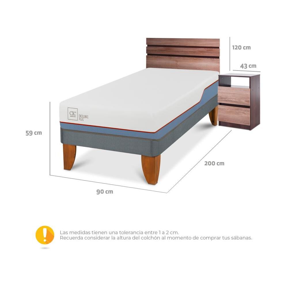 Cama Europea Cic Excellence Plus / 1 Plaza / Base Normal + Set De Maderas image number 2.0