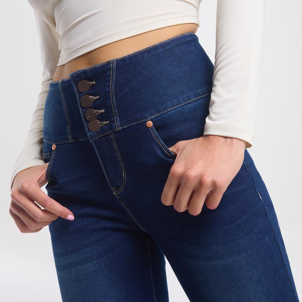 Jeans Tiro Alto Con Botones Super Skinny Mujer Rolly Go image number 4.0