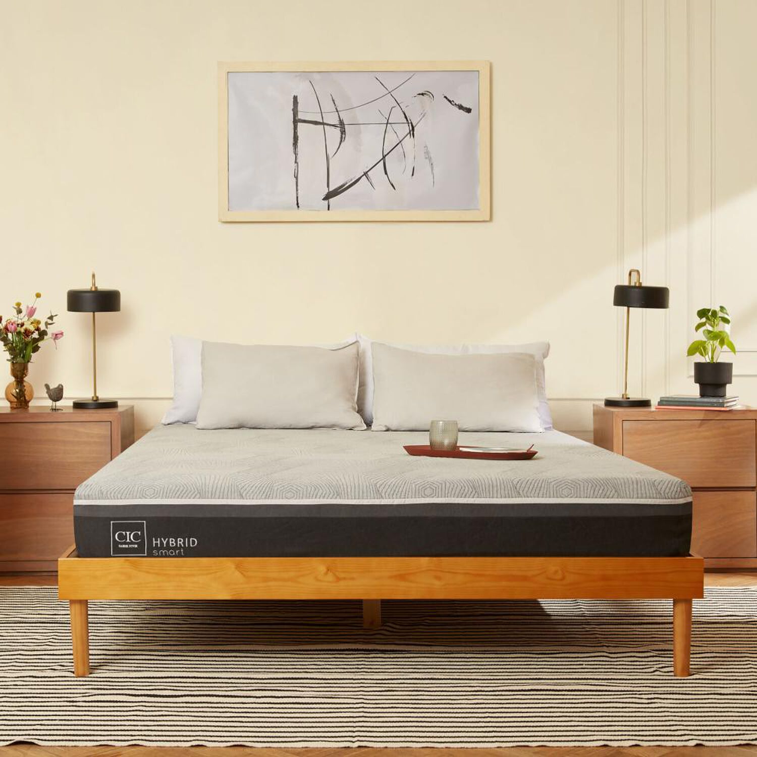 Cama Europea Cic Hybrid Smart / 2 Plazas / Base Dividida + Set De Maderas image number 5.0