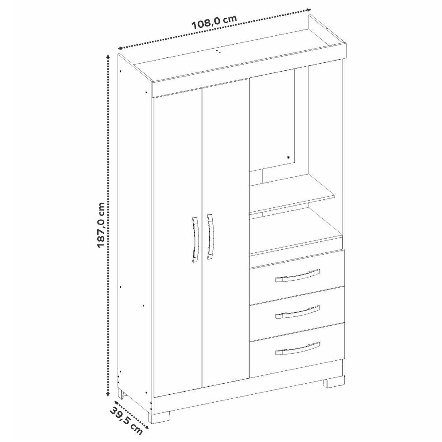 Cl&oacute;set Home Mobili Closet Gala / 2 Puertas / 3 Cajones image number 3.0