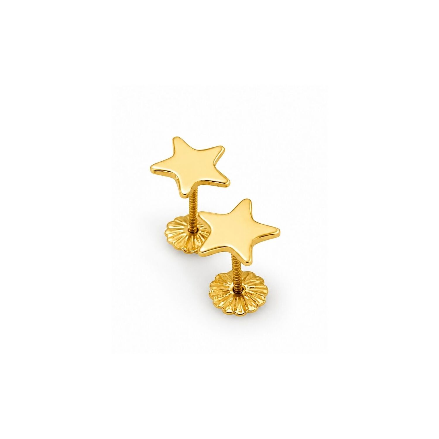 Aros Estrella 5mm Oro 18k 0.80gr. Mujer Ni&ntilde;a Juvenil Dorado image number 2.0