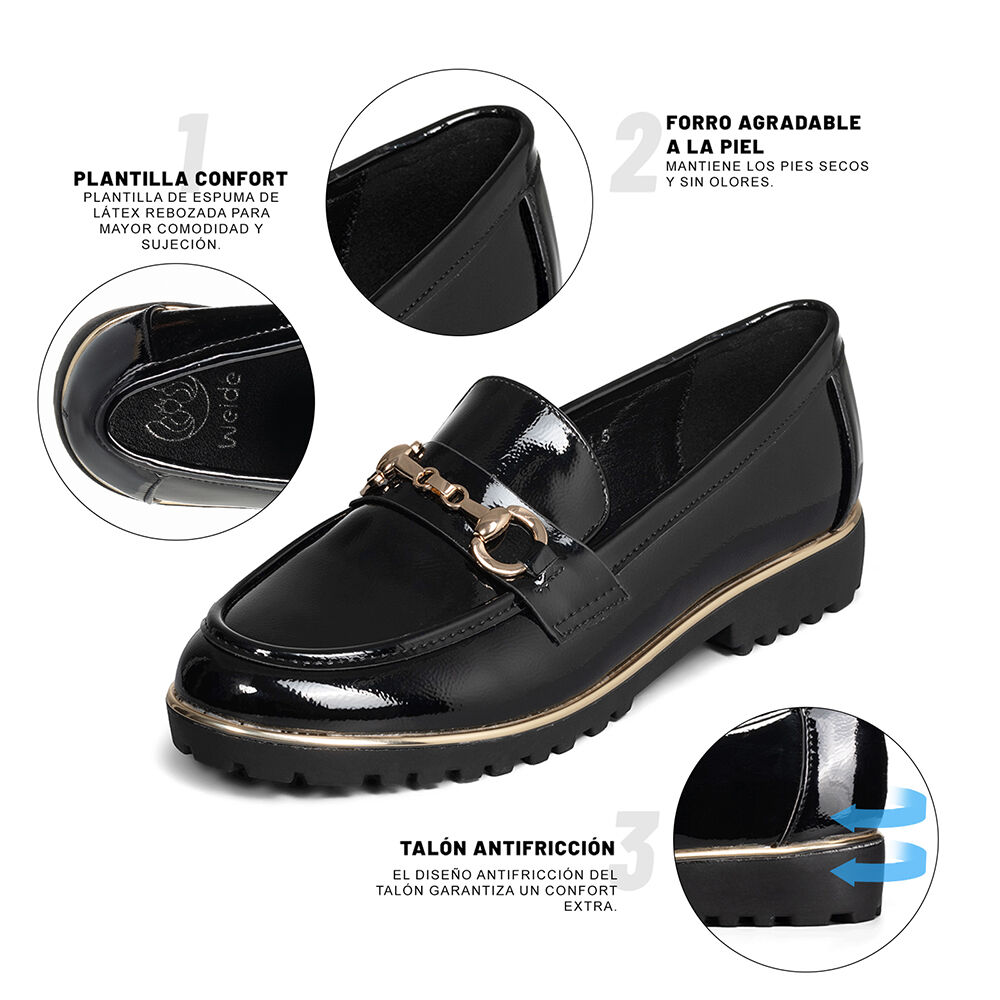 Mocasin Casual Mujer Vintage Clasico Charol Weide Jn712 image number 7.0