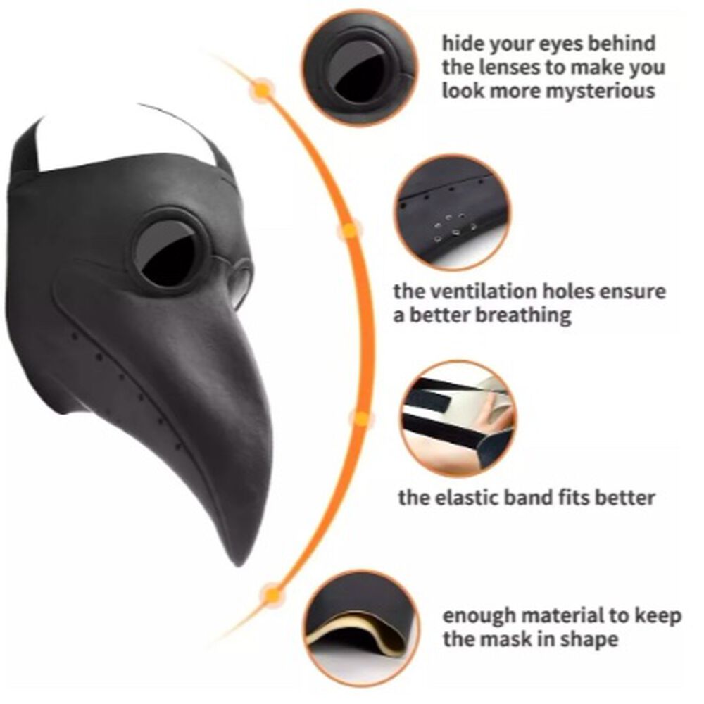 Máscara Peste Negra Cuero Sintético Cosplay Halloween Médico image number 1.0