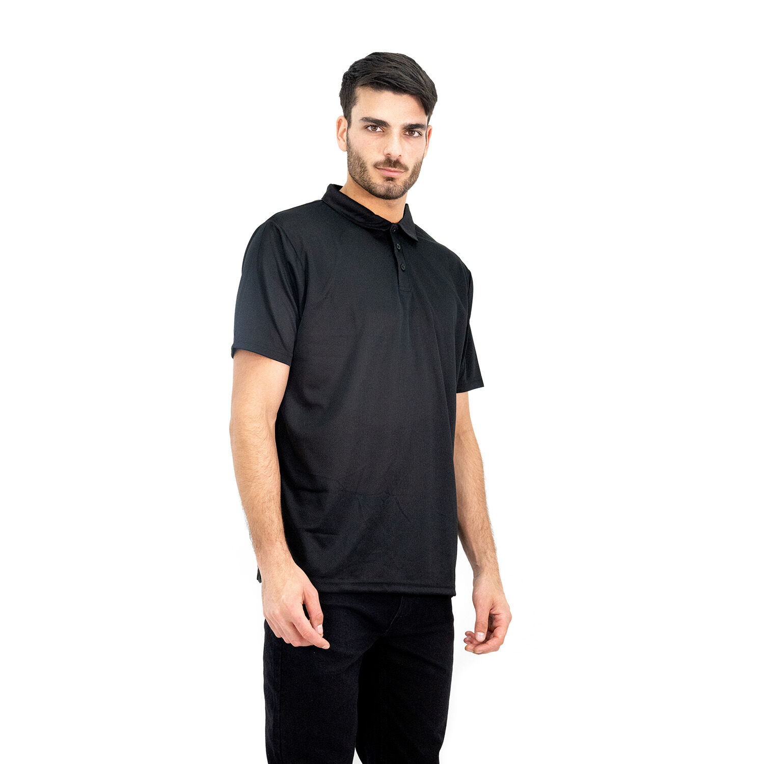 Polera Cooldry Quebec Manga Corta Negro image number 0.0