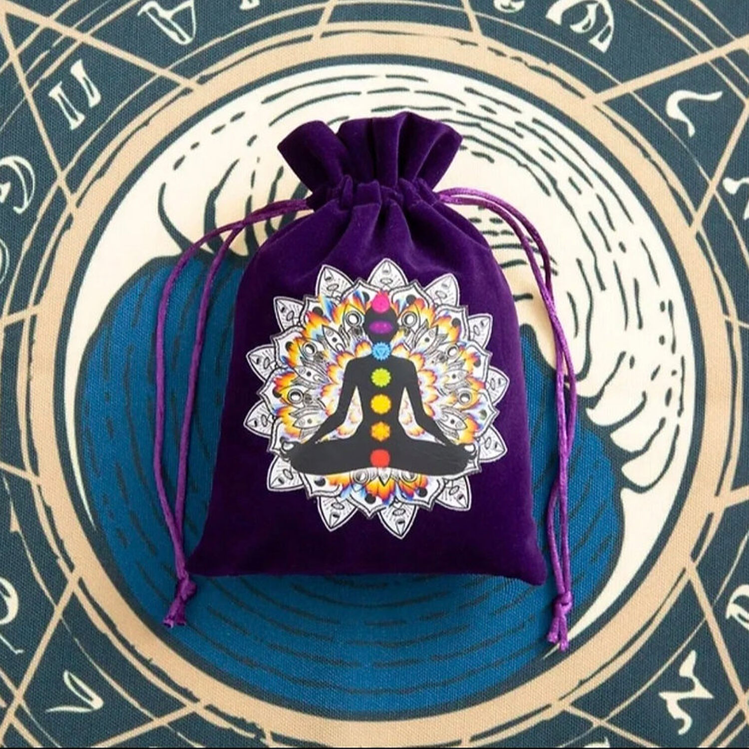 Bolsa De Tarot Y Piedras De Terciopelo 7 Chakras. image number 3.0