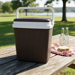 Cooler Nevera Caba Hielera Port&aacute;til 35 Litros Marca Reyplast Tapa Cafe Manilla Blanca