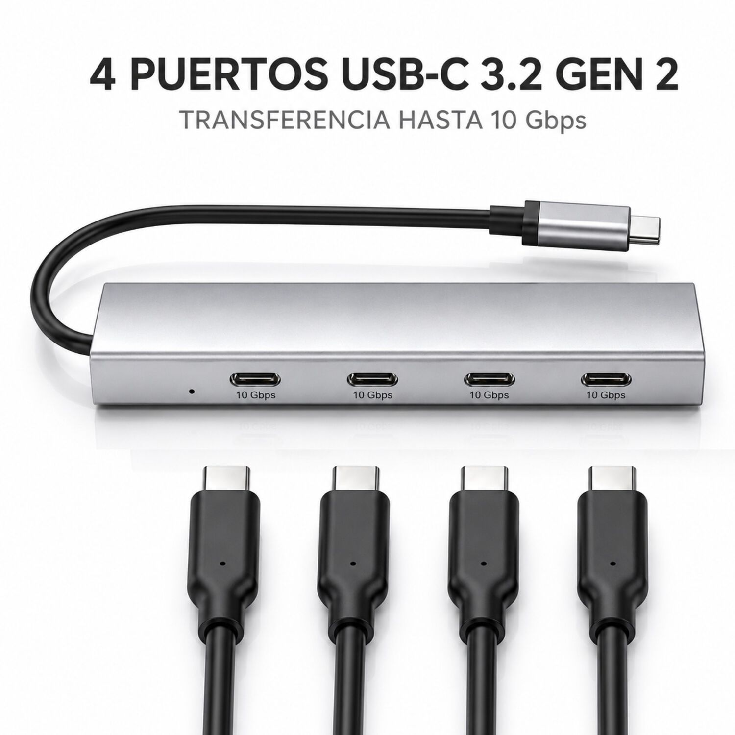 Hub Usb-c 3.2 De Aluminio Con 4 Puertos Usb-c De 10 Gbps image number 2.0