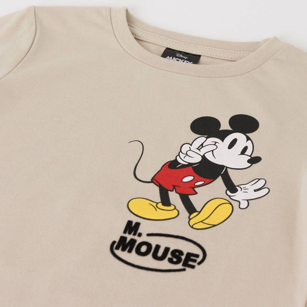 Polera Manga Larga Ni&ntilde;o Back Print Mickey Beige Disney image number 2.0