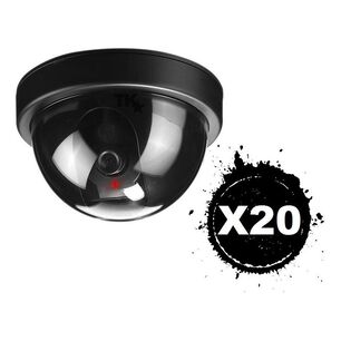 Pack 20 C&aacute;mara Falsa Domo Vigilancia Realista Sin Cable Aa