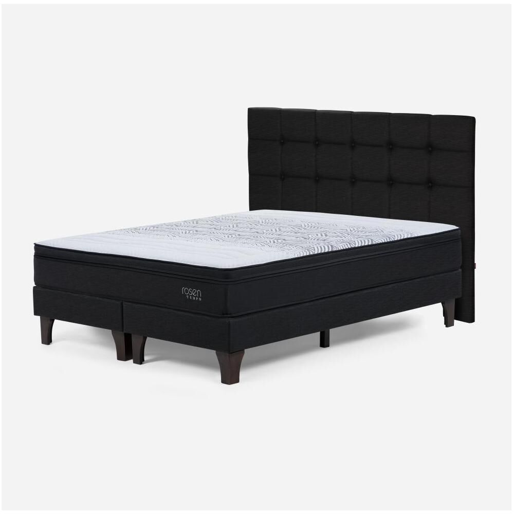 Cama Europea Rosen Tempo / King / Base Dividida + Respaldo Issey + C&oacute;moda Baker Grafito image number 1.0