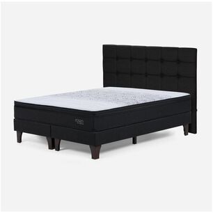Cama Europea Rosen Tempo / King / Base Dividida + Respaldo Issey + C&oacute;moda Baker Grafito
