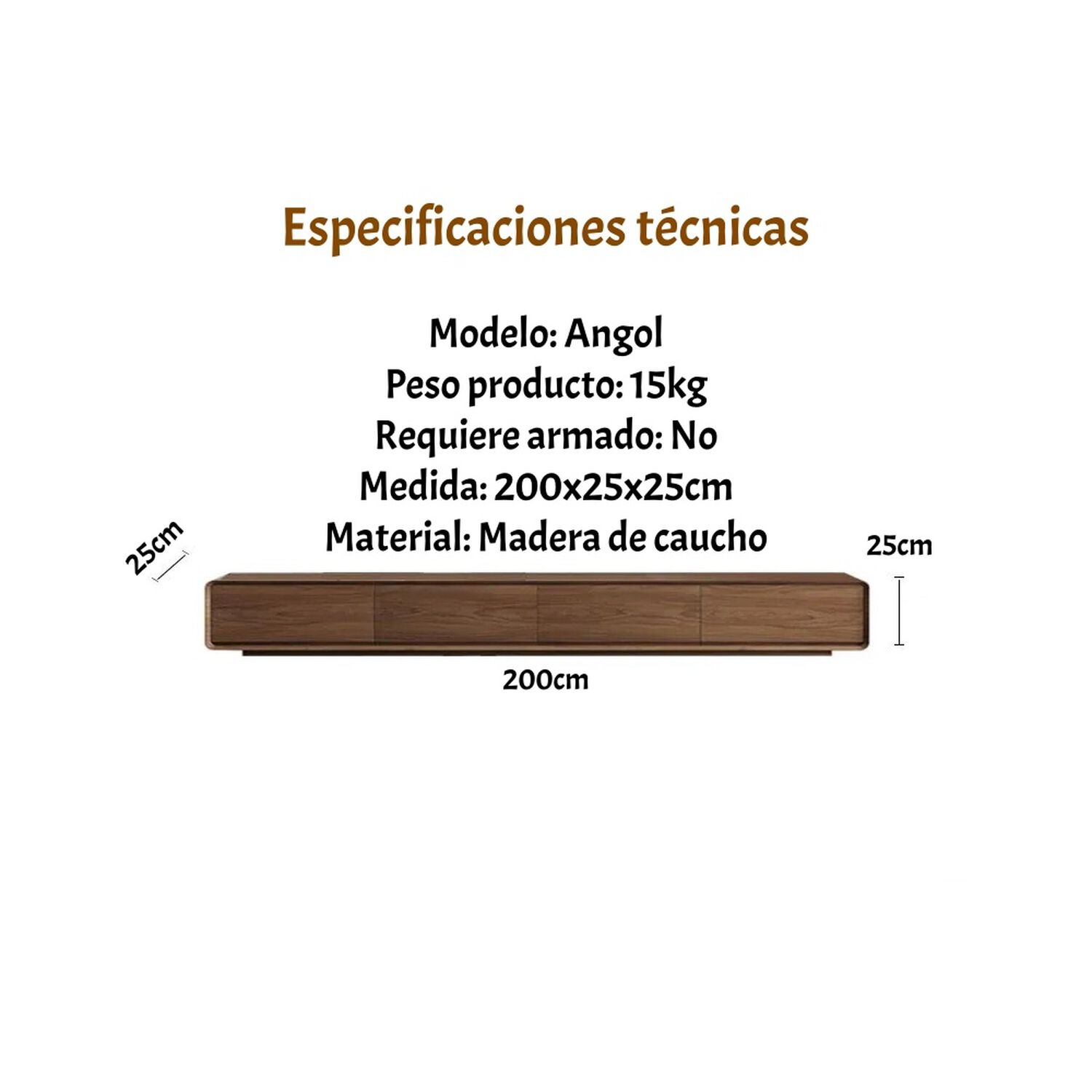Mueble De Tv Rack Madera Viene Armado 200cm Angol image number 4.0