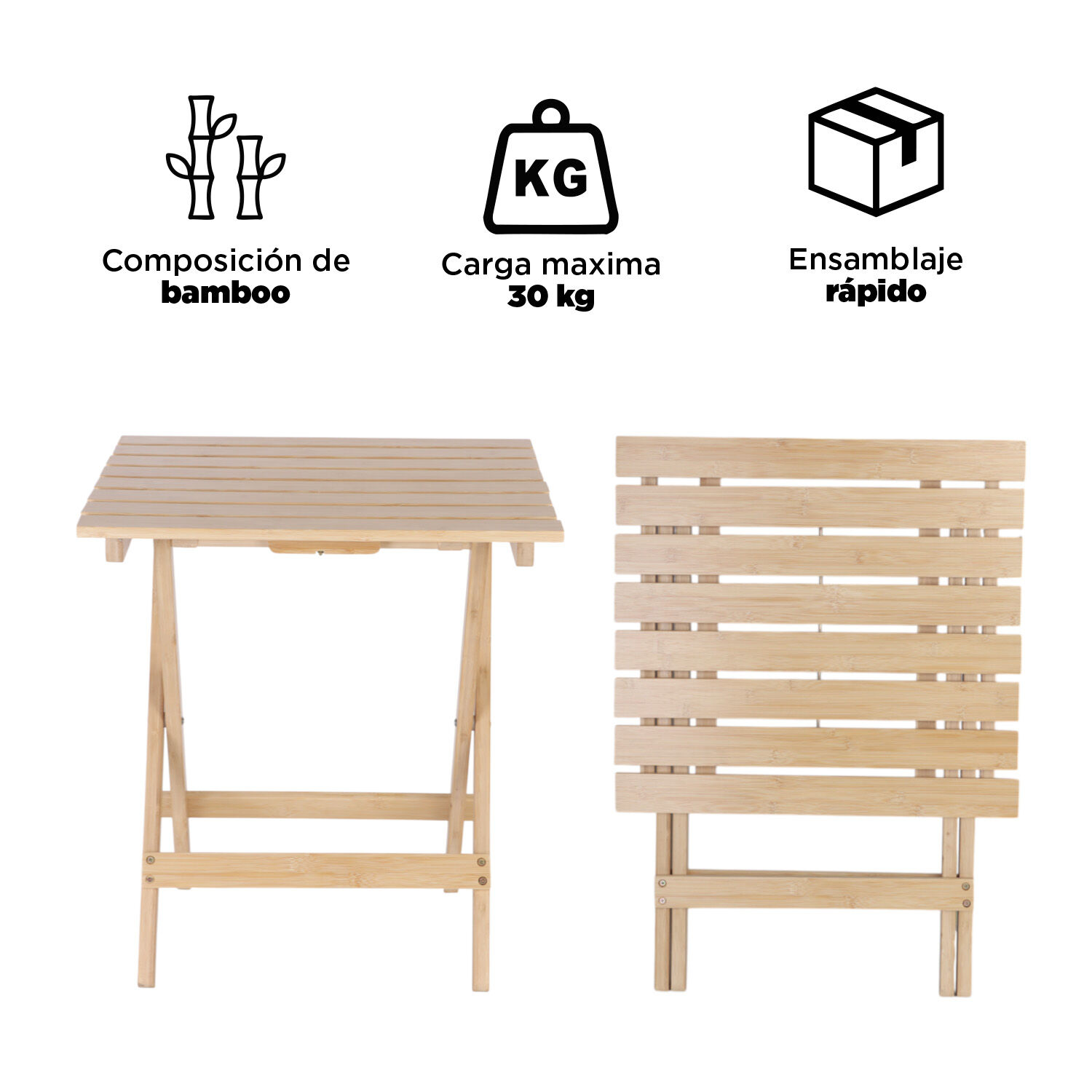 Mesa De Camping Plegable De Bamboo 465156 Cm image number 3.0