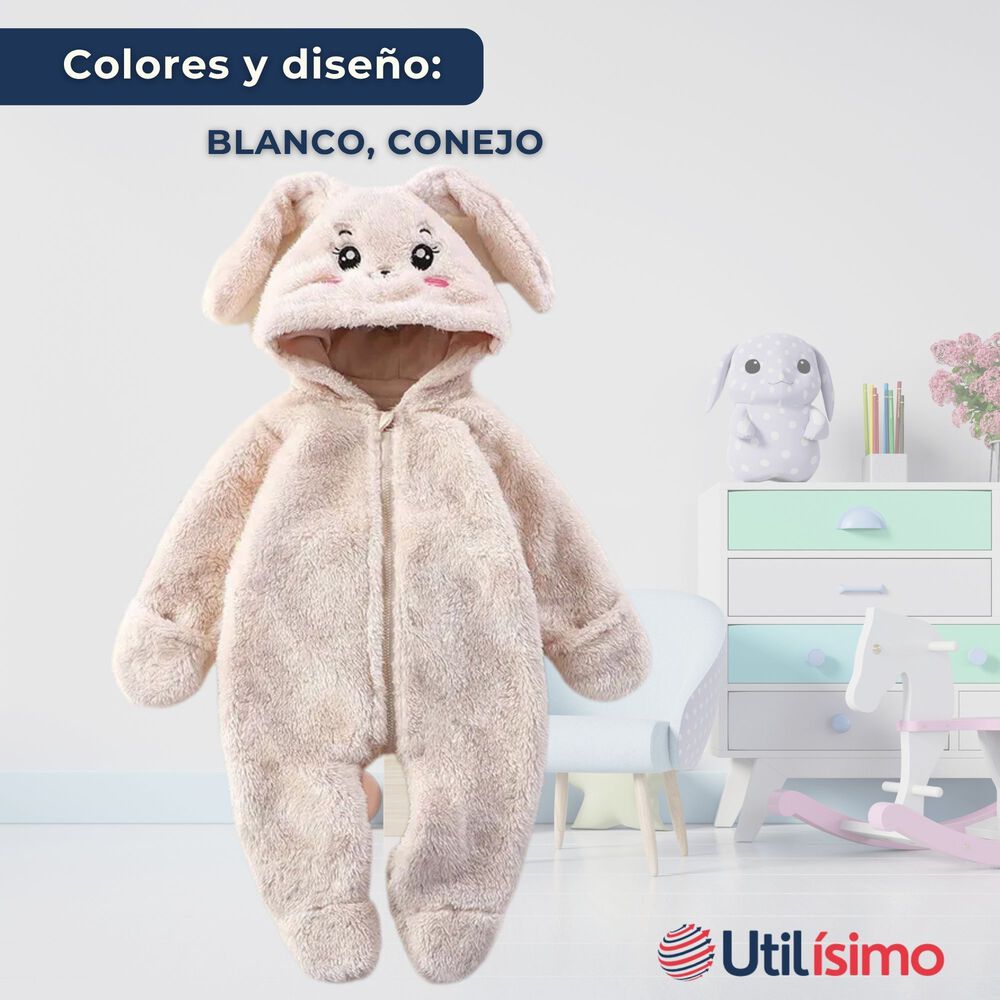 Enterito Conejito Con Capucha Bebe Polar Blanco image number 1.0
