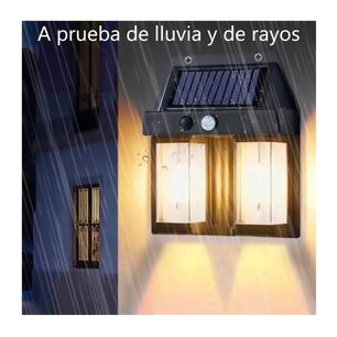 Farol Solar De Pared Led Con Sensor De Movimiento Exterior 2 Leds Luz C&aacute;lida