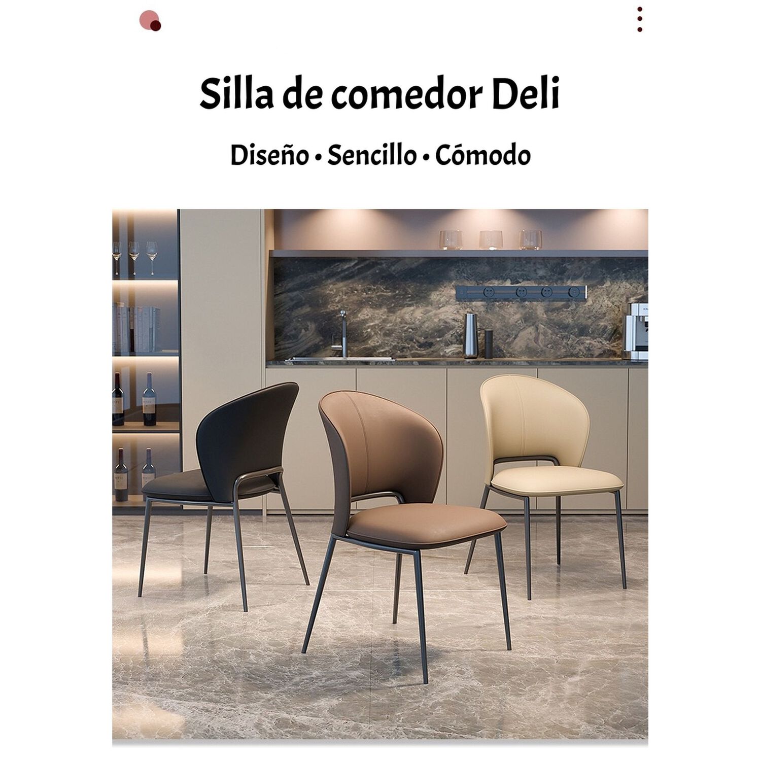 Pack 4 Sillas De Comedor Premium Ecocuero Deli Naranjas image number 4.0