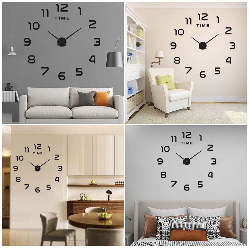 Reloj De Pared Con Pegatinas De Espejo Acrílico Negro02 image number 2.0