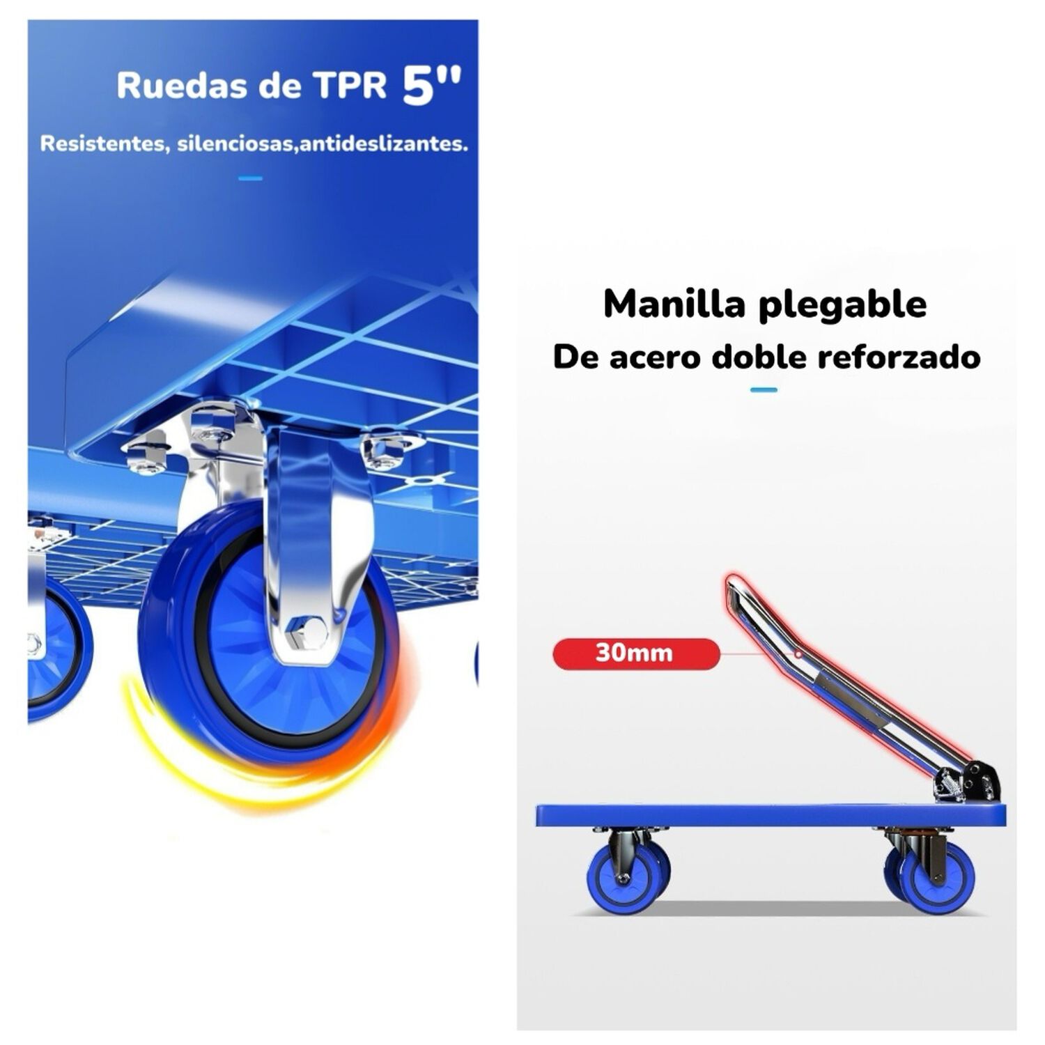 Carro De Carga Plegable Plataforma 500kg 90x60cm Lubabycas image number 10.0