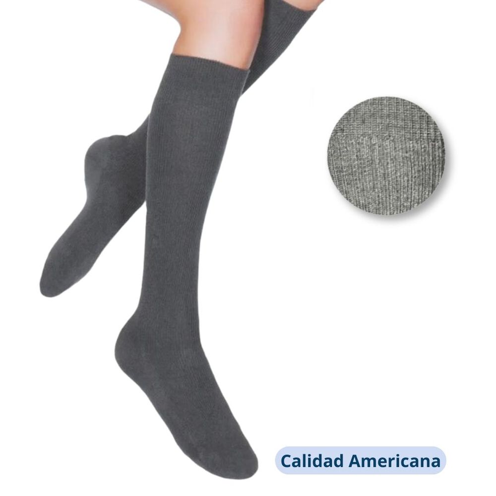 Calcetín Escolar Largo Algodón Gris Unisex 1 Par image number 2.0