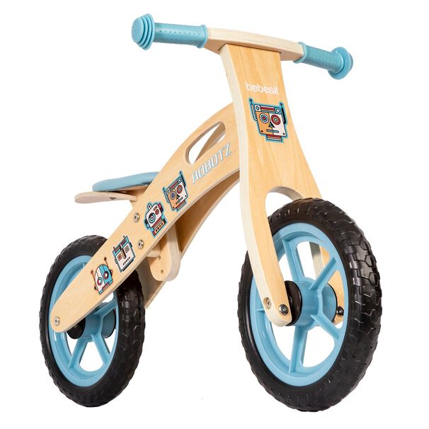 Bicicleta De Equilibrio Aprendizaje Madera Robot Celeste Bebesit