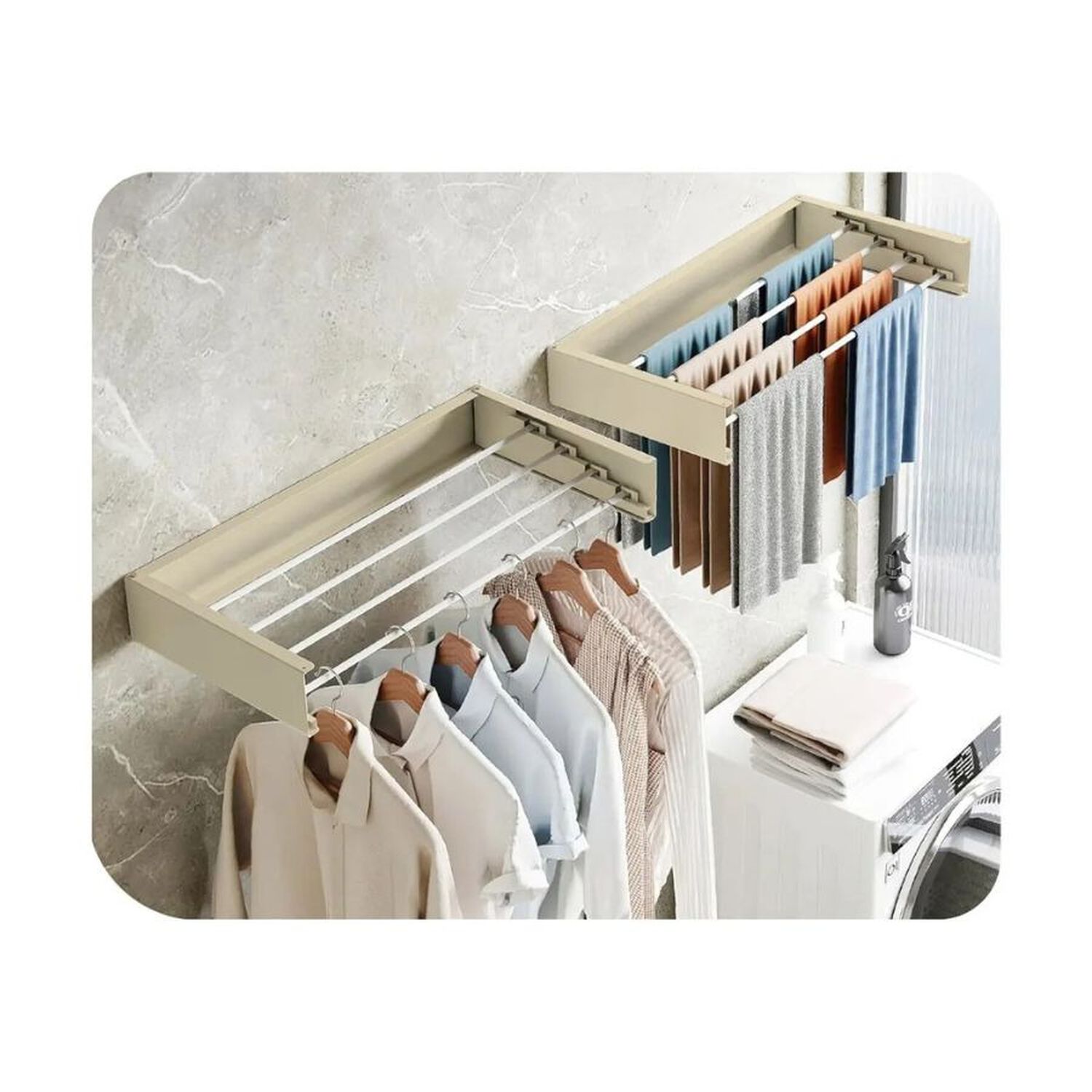Tendedero Retr&aacute;ctil De Pared Extensible Toallas Ba&ntilde;o Ropa image number 5.0