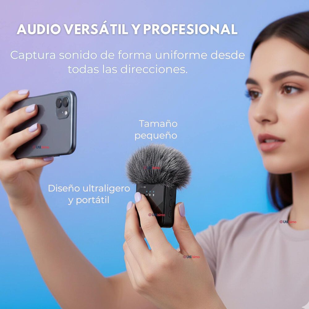 Pack 2 Micr&oacute;fonos Inal&aacute;mbrico 3 En 1 Para Celular Iphone Android Profesional Lavalier image number 4.0