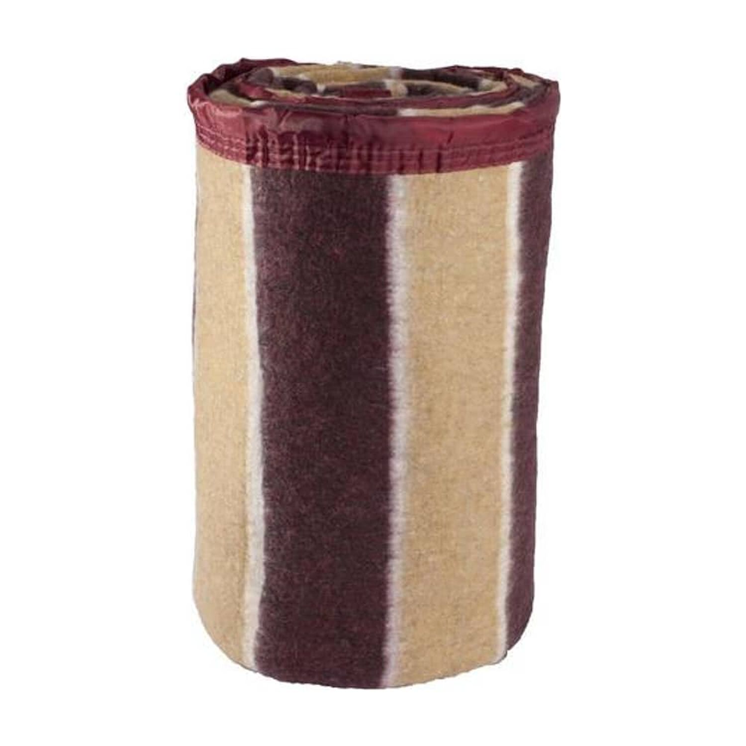 Frazada Andes Listada 1.5 Plaza Burdeo Beige image number 0.0