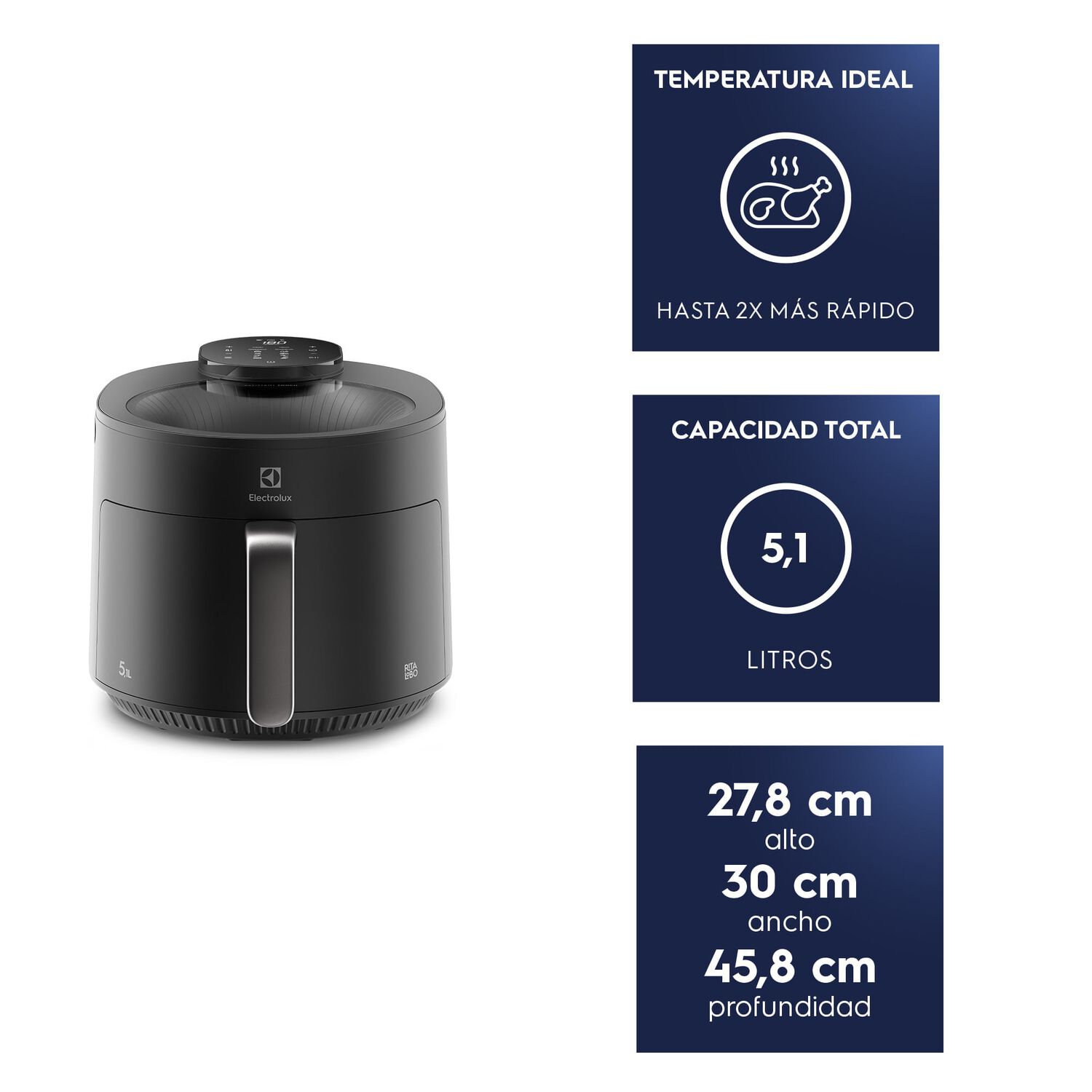 Freidora De Aire 5,1l Panel Digital Visor 360 1500w Eaf170 image number 1.0