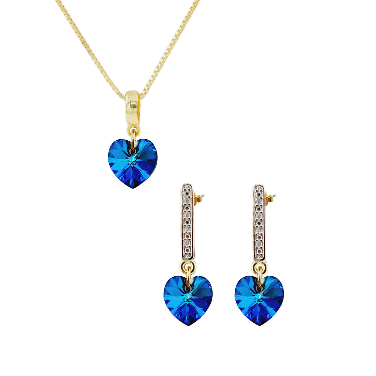 Conjunto Romance Gold Cristales Genuinos Bermuda Blue image number 0.0