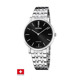 Reloj F20045/4 Festina Swiss Negro Hombre Acero Cl&aacute;sico