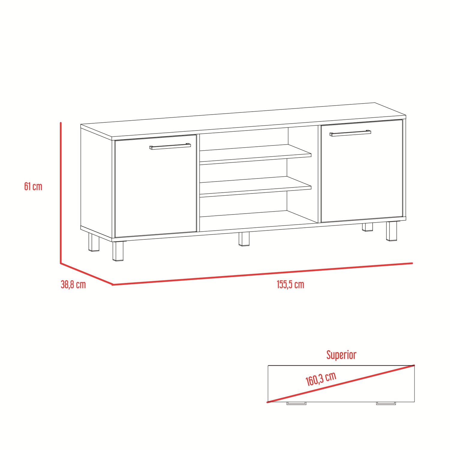 Rack Tv 65" 2 Puertas 4 Repisas Fm-012n Negro Y Caf&eacute; Claro image number 9.0