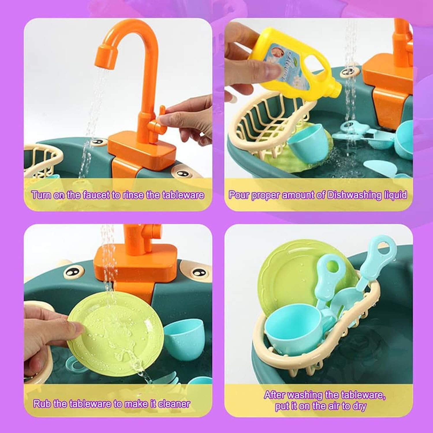 Juguete Lavaplatos Cocina Con Agua Para Ni&ntilde;os image number 4.0
