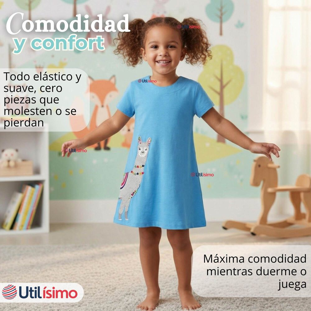 Vestido Manga Corta Azul Verano Algod&oacute;n Ni&ntilde;a image number 8.0