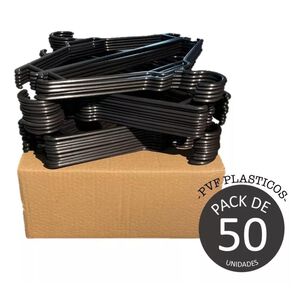 Pack 50 Colgadores Ganchos Ropa Plástico Negro